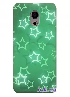 Чехол для Meizu Pro 6S - Звёзды на зелёном фоне