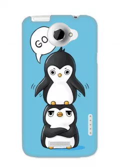 Чехол для HTC One X - Пингвины