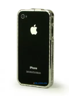 Бампер с камнями Сваровски на iPhone 4/4S, с полоской