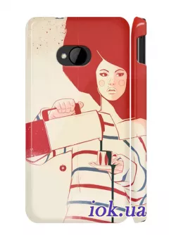 Чехол для HTC One - Девушка с термосом 