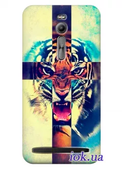 Чехол для Asus ZenFone 2 - Тигр и крест