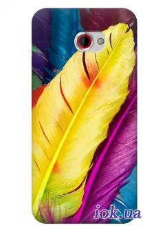 Чехол для HTC Butterfly S - Разноцветные перышки