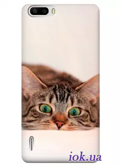 Красивый чехол с котом для Huawei 6 Plus