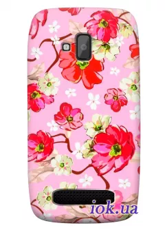 Женский чехол для Nokia Lumia 610 с цветами
