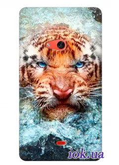 Красивый чехол для Nokia Lumia 625 с тигром в воде