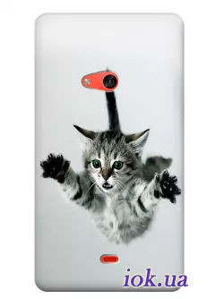 Веселый чехол для Nokia Lumia 625 с  котенком