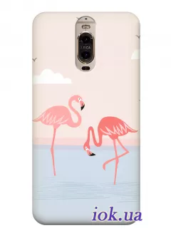 Чехол для Huawei Mate 9 Pro - Розовые фламинго