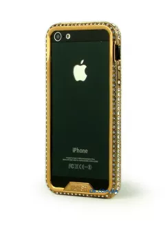 iPhone 5 бампер NEWSH украшенный старазами, золото