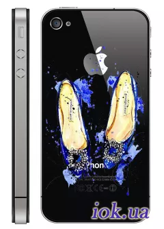 Прозрачный силиконовый чехол для iPhone 4/4S - Туфельки