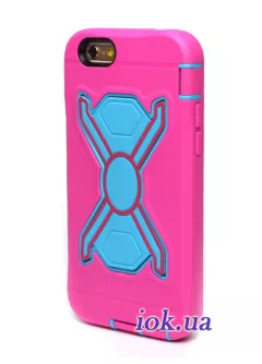 Противоударный, резинвоый чехол Pepko для iPhone 6/6S, розовый с голубым