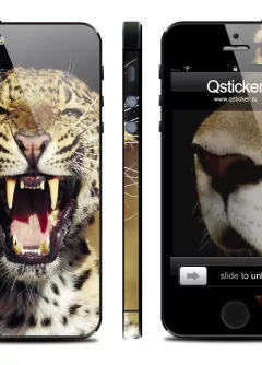iPhone 5 наклейка с леопардом - Leopard Face
