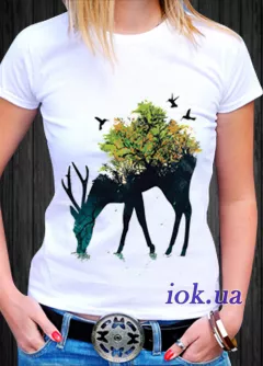 Прикольная, яркая летняя футболка с оленем, на подарок - By Tanita