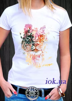 Крутая, яркая летняя футболка с силуетом льва, на подарок - By Tanita
