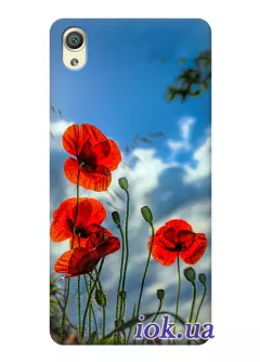 Чехол на Sony Xperia X Perfomance с нежными цветами мака на украинской земле