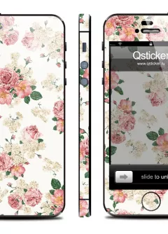 Красивая наклейка с цветами на iPhone 5 - Flowers Retro