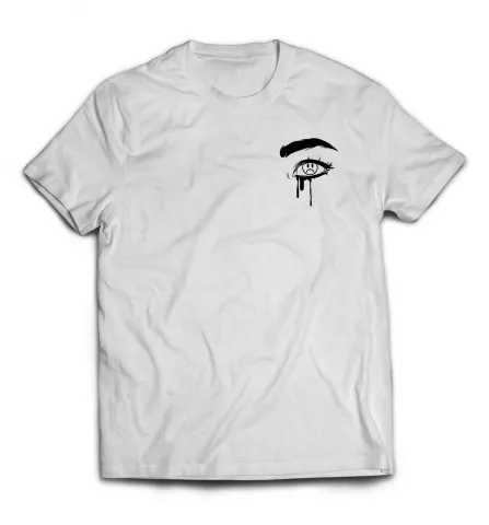 Белая футболка - Грустный глазик 
