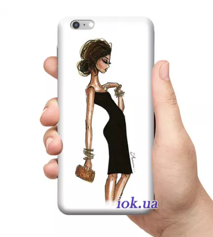 Чехол для смартфона с принтом - Девушка в черном платье