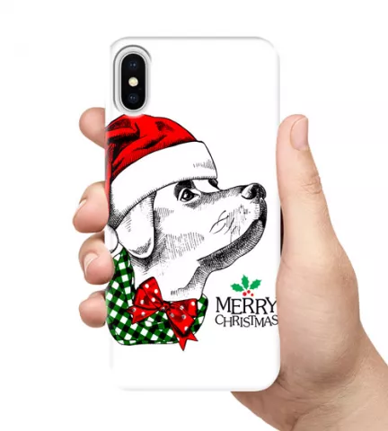 Чехол для смартфона с принтом - Новогодняя собака