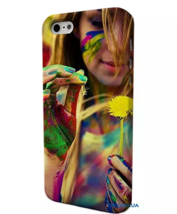 Яркая накладка на iPhone 5/4S/4 с фото девушки - Краски