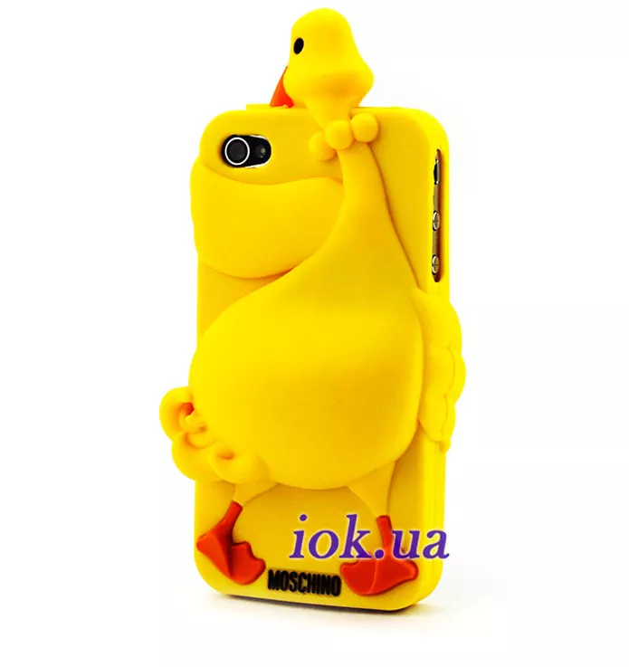 Силиконовый чехол гусь Moschino для iPhone 4/4S, желтый