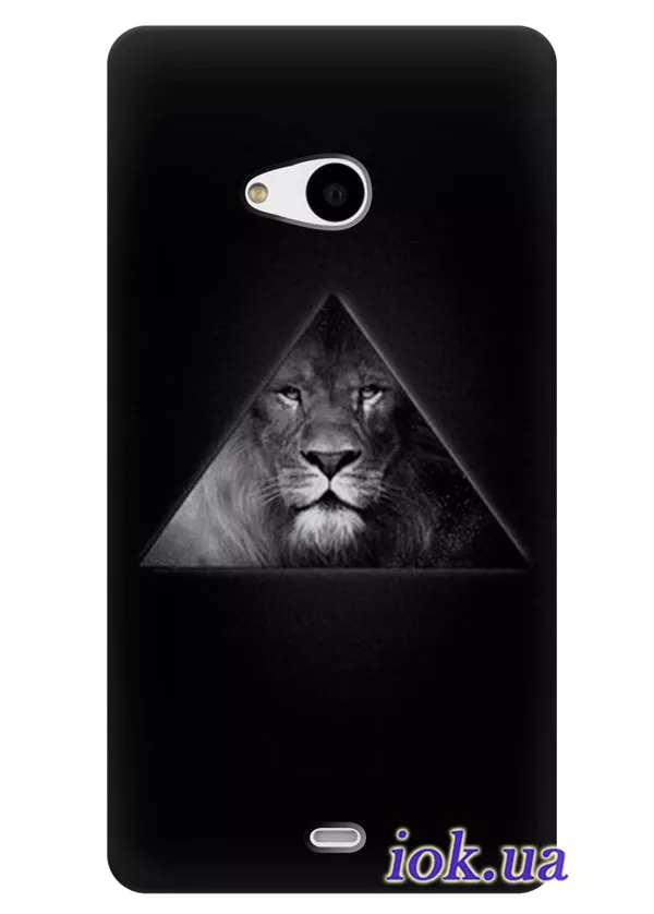 Черный чехол для Nokia Lumia 535 с черным львом 