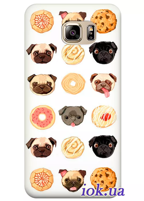 Чехол для Galaxy S7 - Бульдожки и пончики