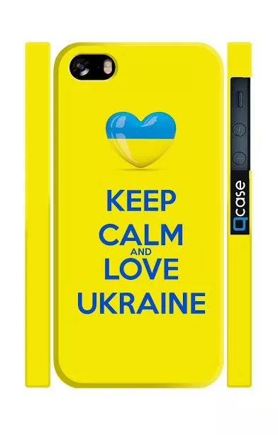 Яркий чехол на iPhone 5/5S с для патриотов Украины - Keep calm and love Ukraine