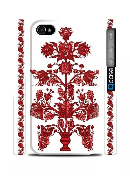Купить красивый чехол для iPhone 4/4s в виде украинской вышиванки - Red flowers