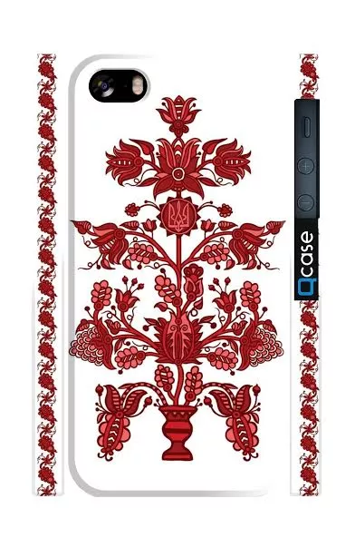 Купить красивый чехол для iPhone 5/5s в виде украинской вышиванки - Red flowers