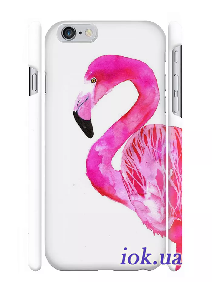Белый чехол для iPhone 6/6S Plus с фламинго