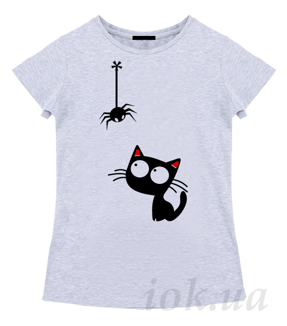 Женская футболка - Котик и паук