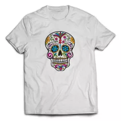 Белая мужская футболка - Мексиканский череп 