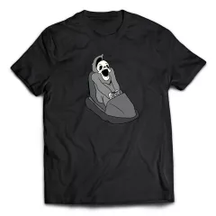 Черная мужская футболка - Скелетос на аттракционах