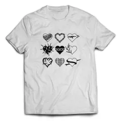 Белая футболка - Эскизы сердца