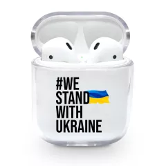 Стильный пластиковый чехол для AirPods 1/2 с патриотическим лозунгом и флагом украины