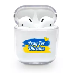 Патриотический чехол для AirPods 1/2 с красивым дизайном -Флаг Украины с лозунгом - Pray for Ukraine