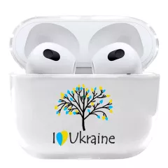 Красивый силиконовый чехол для AirPods 3 с картинкой дерево жизни - I love Ukraine