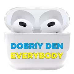 Силиконовый чехол для AirPods 3 с прикольной патриотической надписью - Dobriy den everybody
