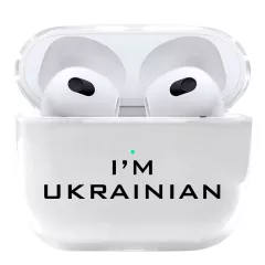 Стильный силиконовый чехол для AirPods 3 с патриотической надписью - I'm Ukrainian