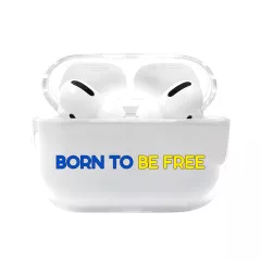 Прозрачный силиконовый чехол для Apple AirPods Pro с патриотическим лозунгом - Born to be free