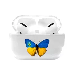 Современный чехол для AirPods Pro с красивой картинкой - Патриотическая желто голубая бабочка