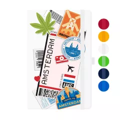 Прикольный блокнот с картинкой - билет на самолет в Амстердам
