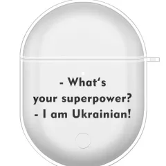Прозрачный силиконовый чехол для Xiaomi Redmi Buds 3 Pro с надписью для настоящих Украинцев - What's your superpower? I am Ukrainian!