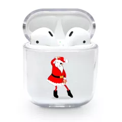 Airpods 1/2 прозрачный чехол из силикона на Новый Год - Лунная походка от Санты
