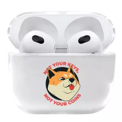 Airpods 3 прозрачный силиконовый чехол - Shiba Inu not your coins