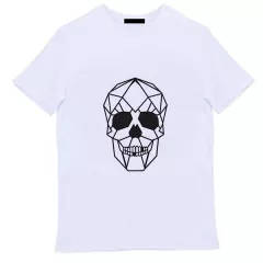 Белая мужская футболка - Геометрический череп