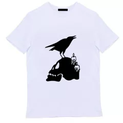 Белая мужская футболка - Черный ворон