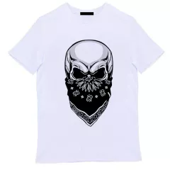 Белая мужская футболка - Gangster skull