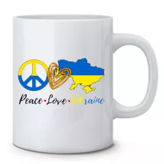 Кружка с патриотическим рисунком - Peace Love Ukraine