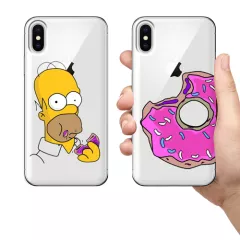 Парные чехлы для смартфонов - Гомер и пончик